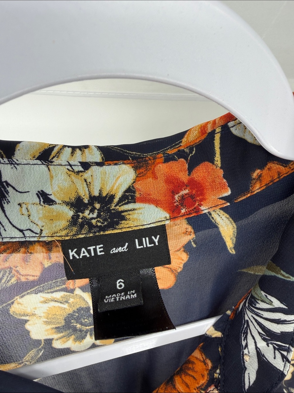 Sheer Floral Tiered Maxi Dress in navy and Orange size 6 - Picture 2 of 5